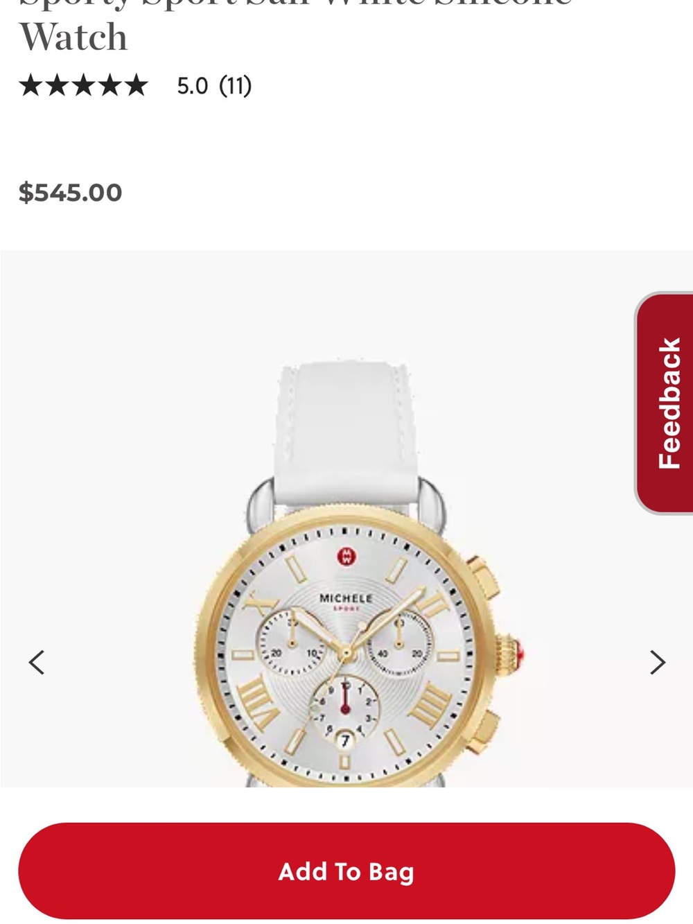 Michele White Strap Gold-Tone Chronograph Watch